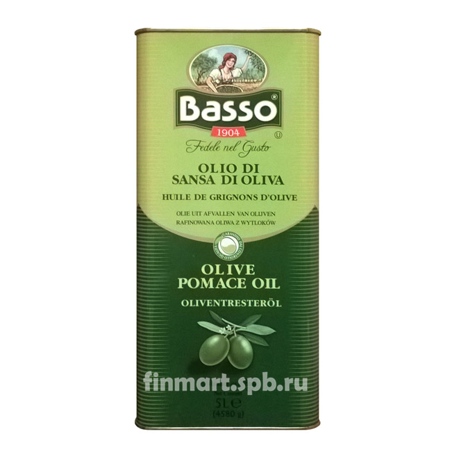 Оливковое масло Basso Olio di Sansa di Olivia  - 5 л.