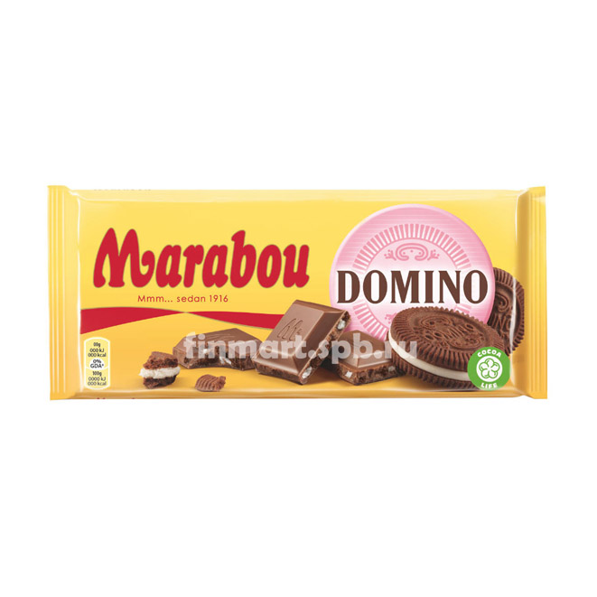 Молочный шоколад Marabou Domino (с кучосками печенья) - 185 гр.
