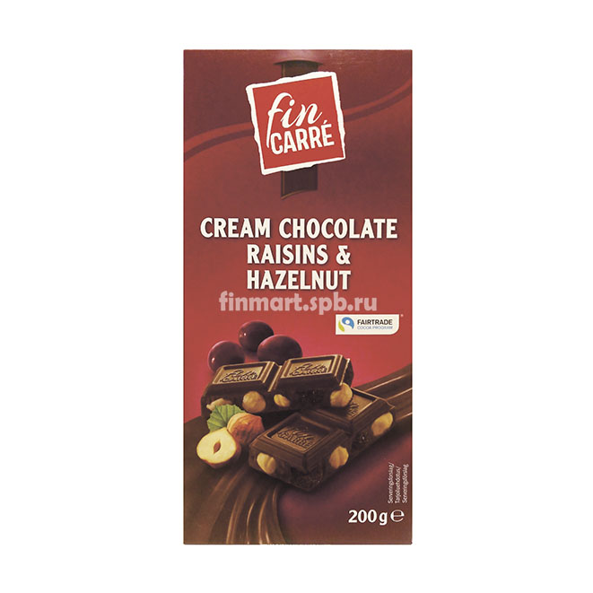 Молочный шоколад Fin carre Cream chocolate Raisins&Hazelnut - 200 гр.