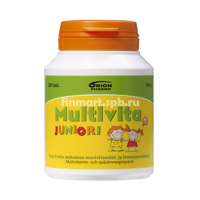 Мульти-витаминный комплекс Multivita Juniori (вкус тутти фрутти) - 200 таб.