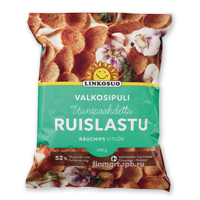 Хлебные чипсы Linkosuo Ruislastu (с вкусом чеснока) - 200 гр.