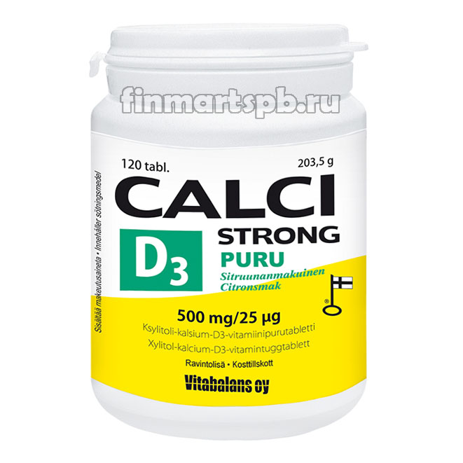 Витамины Calci Strong D3 puru (кальций + витамин D3) , 120 таб .