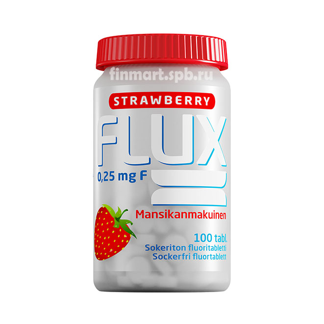 Фтор в таблетках Flux Strawberry 0,25 мг. (вкус клубники) - 100 шт.