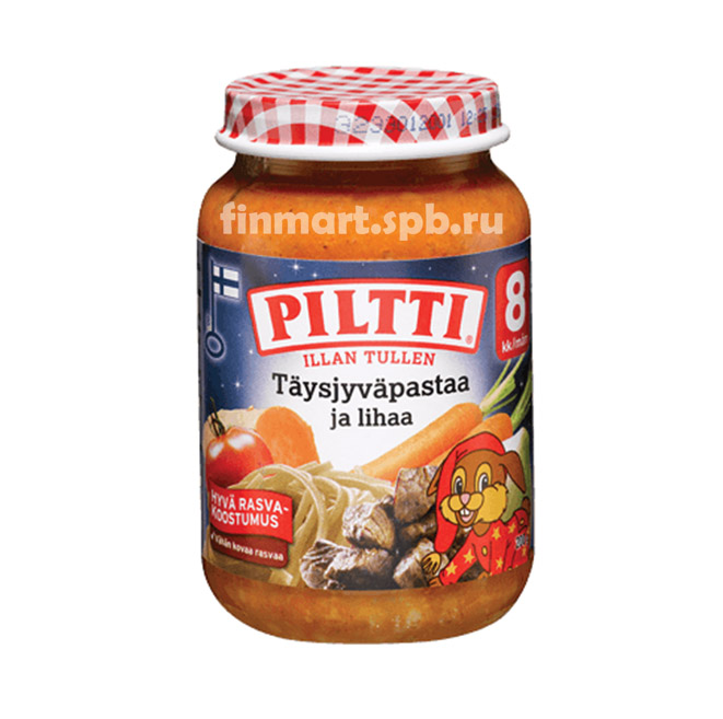 Детское овощное пюре Пилти макароны и мясо - 190 гр.