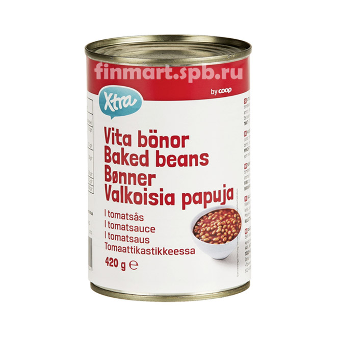 Белые бобы в томатном соусе X-tra Valkoisia papuja - 400 гр.