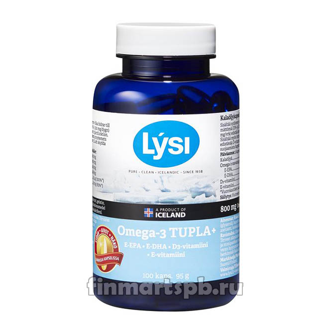 Рыбий жир в капсулах Lysi Omega 3 Tupla+ - 100 капсул.
