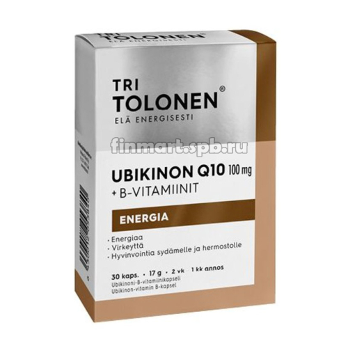 Витамины с убихоном Tri Tolonen Ubikinoni Q10 + B vitamiinit - 30 капсул.