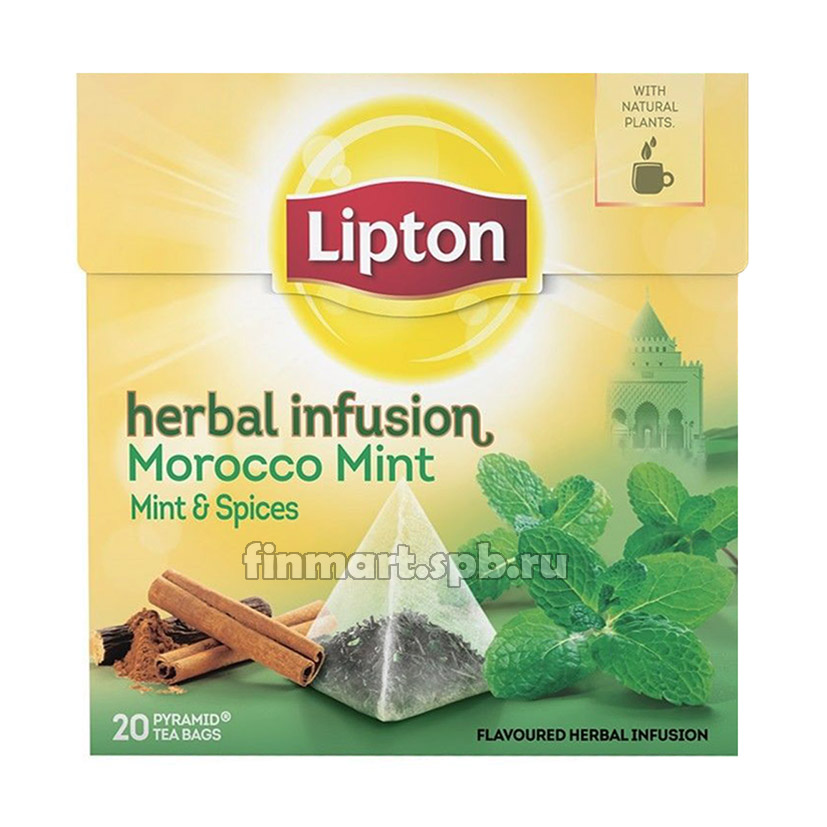 Зелёный чай Lipton herbal infusion Morocco Mint (мята и специи) - 20 пак.