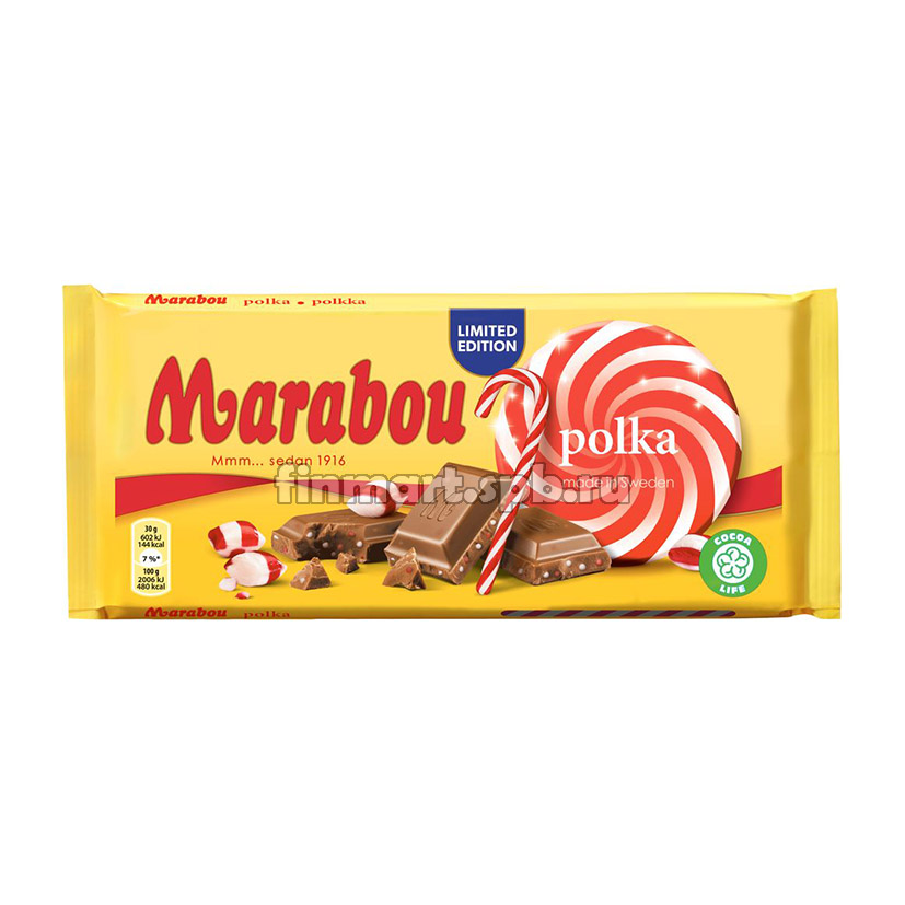 Молочный шоколад Marabou Polka (с леденцами) - 200 гр.