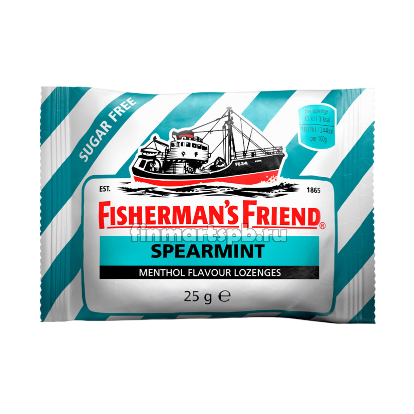 Ментоловые конфеты Fisherman`s Friend spearmint (ментол, без сахара) - 25 гр.