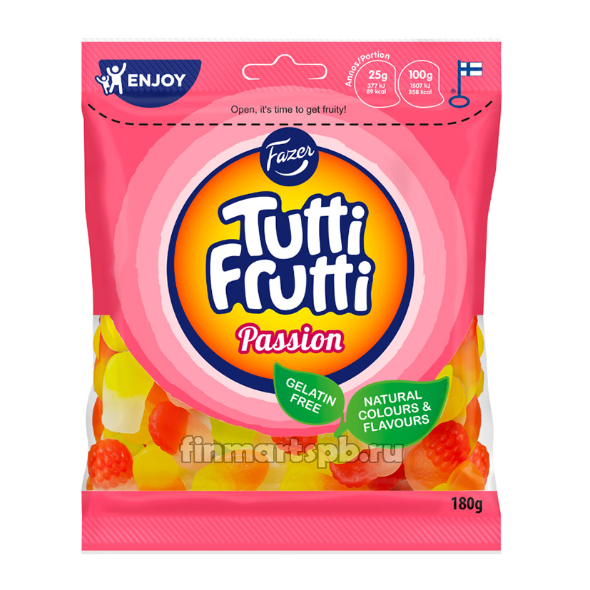 Жевательные конфеты Fazer Tutti Frutti Passion - 180 гр.