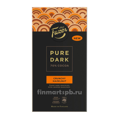 Fazer Pure Dark 70% cocoa crunchy hazelnut