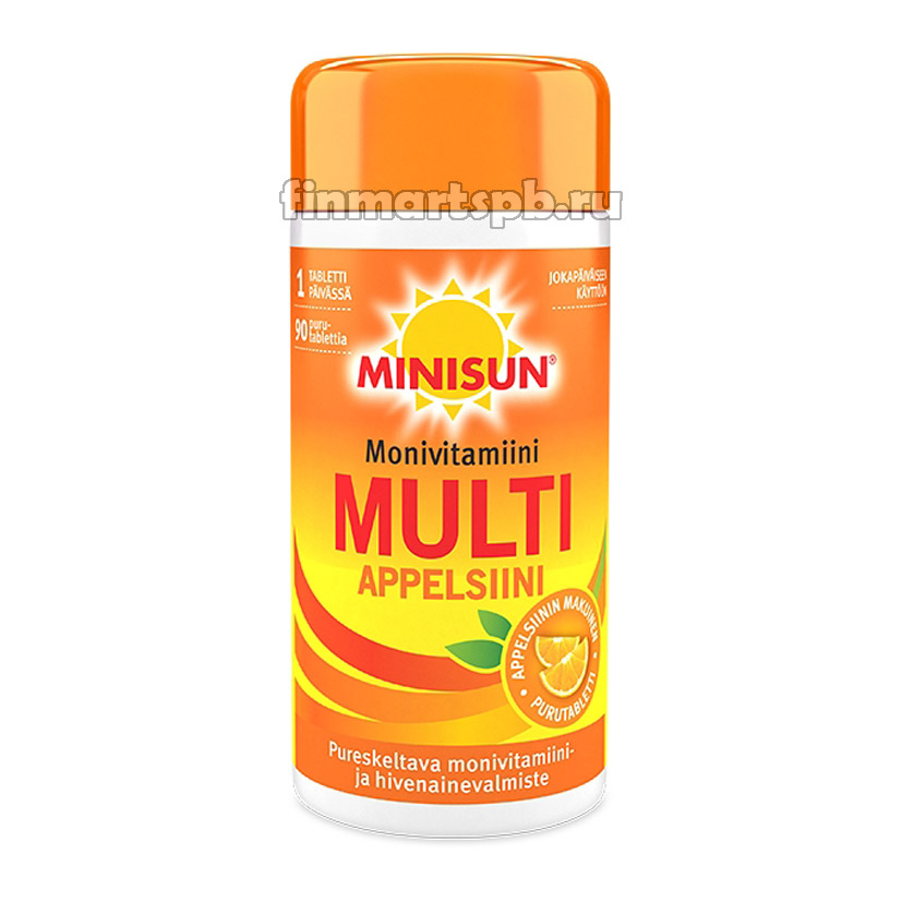 Поливитамины Minisun Multivitamin Multi Appelsiini (Минисан мульти - вкус апельсин) - 90 шт.