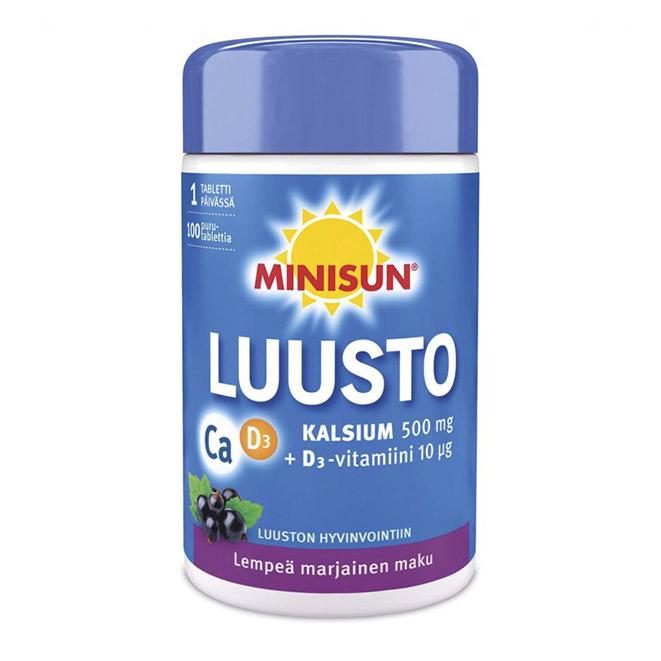 Minisun Luusto Kalsium + D (Минисан кальций и витамин Д) , 100 таб.