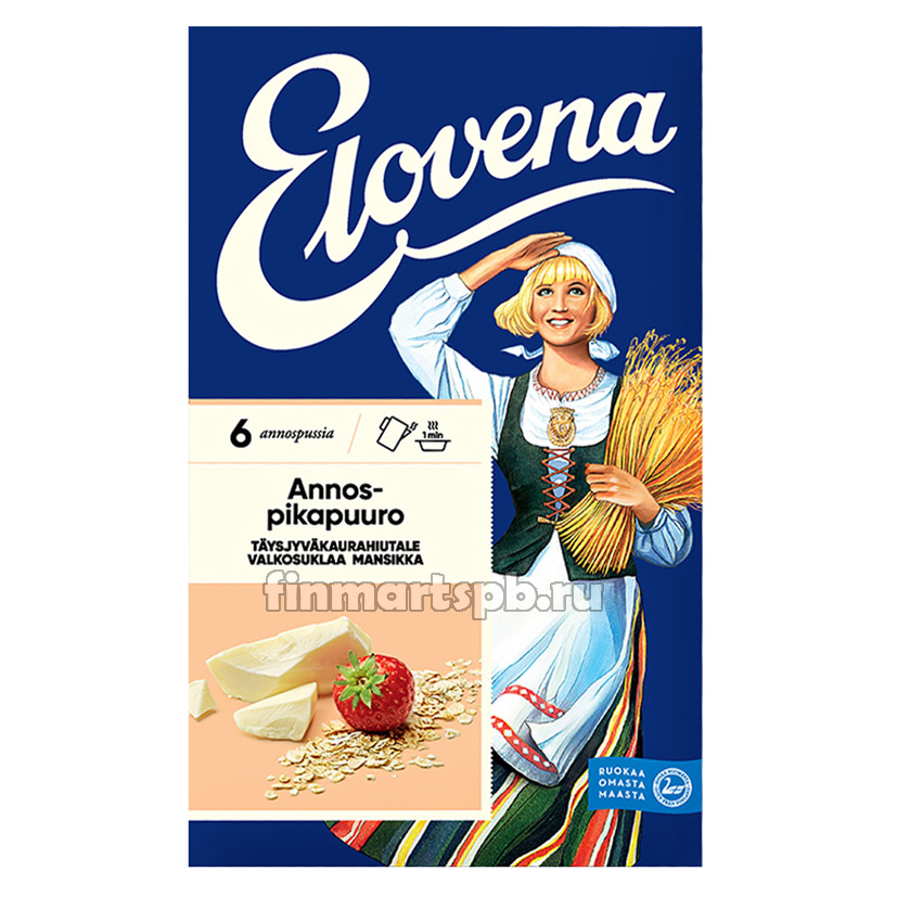 Каша геркулесовая белый шоколад с клубникой Elovena - 6 порций.