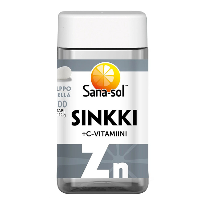 Витамины Sana-sol Sinkki + C vitamiini (цинк+витамин С), 200 таб.