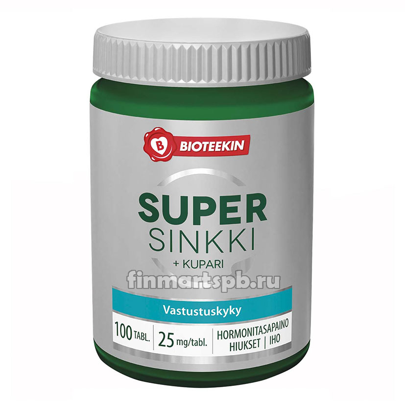 Витамины цинк + медь Bioteekin Super Sinkki+kupari