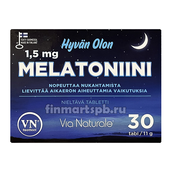 Витамины для улучшения сна  Hyvan Olon Melatoniini 1.5 mg , 30 таб.
