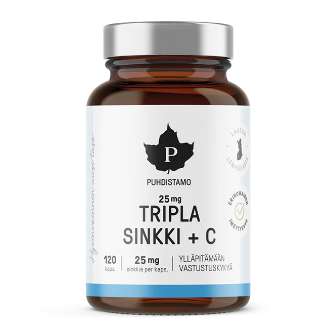 Витамины Puhdistamo Tripla Sinkki + C (Цинк + Витамин С)