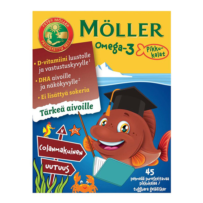 Рыбки Меллер со вкусом колы - Moller Omega 3 Pikkukalat colanmakuinen , 45 шт.