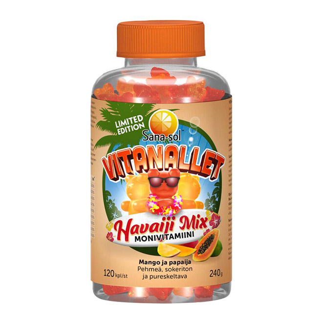 Витамины Sana-sol Vitanallet Havaiji Mix monivitamiini (Сана-сол витаминные мишки)