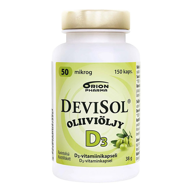 Витамин Д3 DeviSol 50 мкг Oliivioljy (Девисол на оливковом масле) , 150 шт.