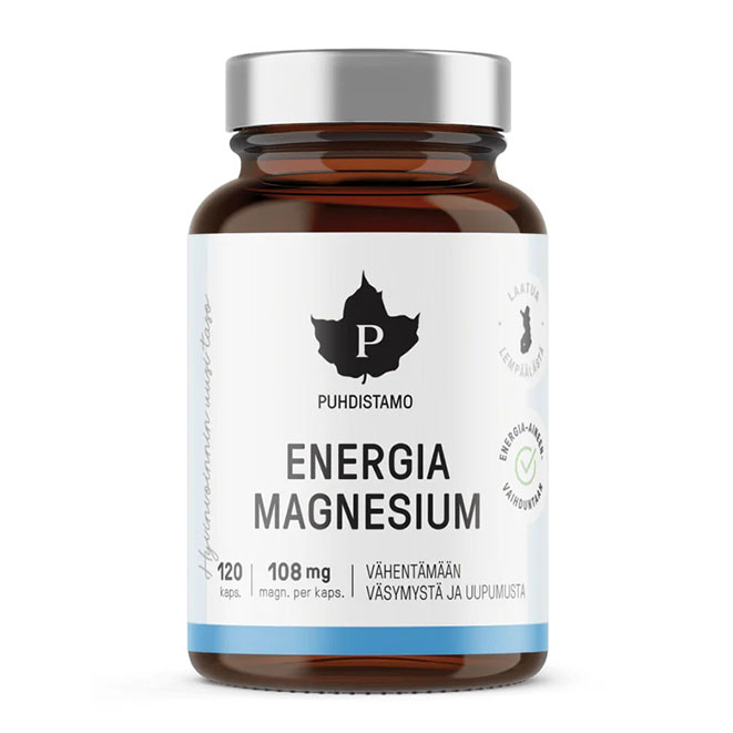 Магний в капсулах Puhdistamo Energia Magnesium , 120 капсул.