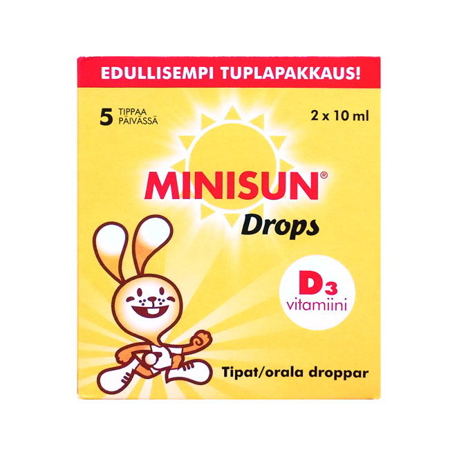 Витамин Д в каплях Minisun Drops D3  (двойная упаковка) - 2x10 мл.