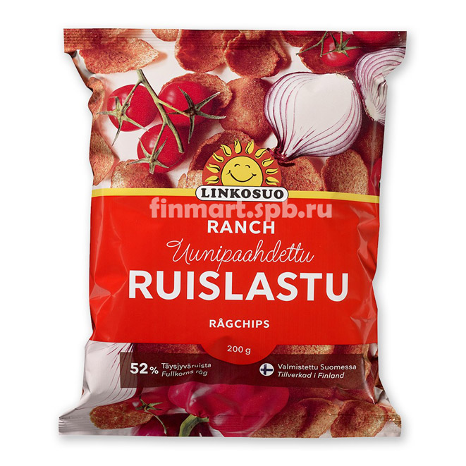 Хлебные чипсы Linkosuo ruislastu (с томатом и луком) - 200 гр.