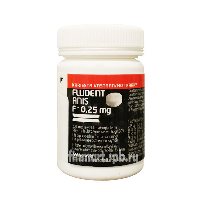 Фтор Fludent Anis 0,25 мг - 200 шт.
